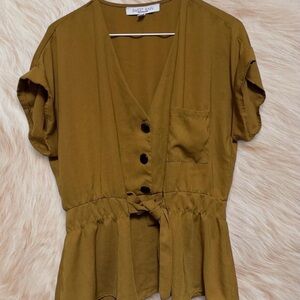 Mustard-colored blouse for any occasion  size L
